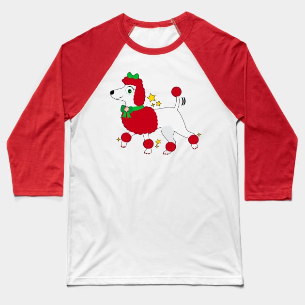 Cute Poodle Dressed for the Holidays Baseball T-Shirt by PenguinCornerStore